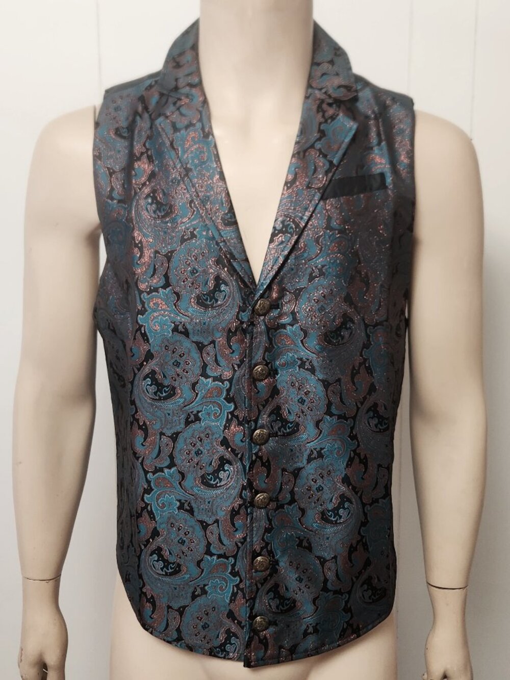 men's silk vest M brocade formal Barry Wang